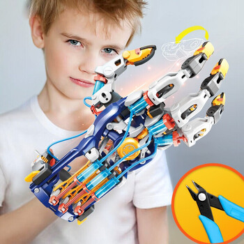 宝工儿童启智拼装玩具液压机械手套手臂 stem水动力机械拼装模型玩具