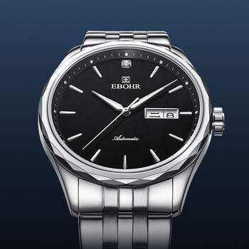 依波(ebohr)手表男官方自动机械手表女防水情侣对表男表钨钢圈钢带