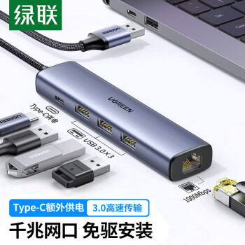 绿联USB转千兆网口3.0分线器拓展坞——价格、性能比都不错