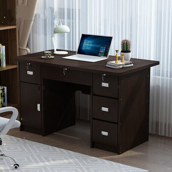 君乐意1.2米电脑桌简约现代经济型带抽屉带锁 密度板组装 1.