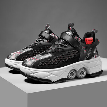 狸粑轮滑鞋四轮暴走鞋男女成年轮滑鞋自动可走路刹车隐形学生儿童变形