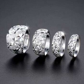 老凤祥99足银男士足银戒指活口潮霸气宽大码单身食指尾戒满天星可调