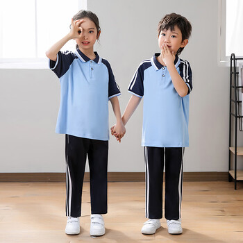 电鸥2022夏新款学校校服中小学幼儿园不连帽运动两件套装njf 月兰色