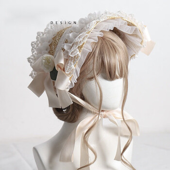 誓得lolita头饰草帽洛丽塔帽子手作波奈特多色追忆bnt原创设计田园风