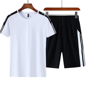 中考体育运动服套装男初中学生体考专用衣服体测服装体育训练夏季白色