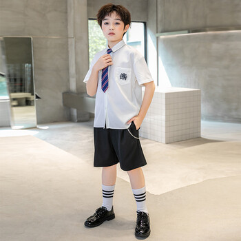 mcticco男童白衬衫校服套装儿童dk夏季中大童学院风班服学生英伦风jk