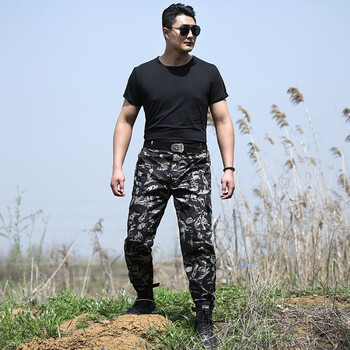 盾郎夏季迷彩服套装男女黑色t恤短袖迷彩下裤特训服学生军训军迷服饰