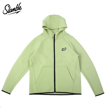 SLAMBLE秋季新款空气层连帽拉链卫衣男帽衫休闲运动百搭上衣外套 萌芽绿 XL