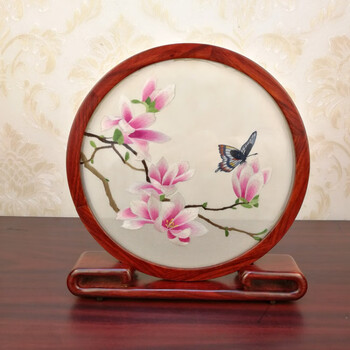 詩華歌迪手工苏绣双面绣刺绣摆件成品摆台古风中式屏风装饰品台屏商务