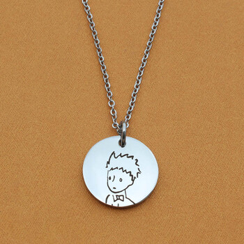 头像玫瑰花玻璃罩周边的钛钢b612星球圆牌男女情侣简约银白色小王子