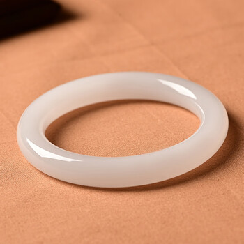 新疆羊脂玉金丝玉手镯女和田昆仑白玉细圆条贵妃叮当玉石镯子手镯尺寸