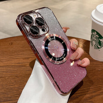 虎克船长 闪粉磁吸充电适用iPhone14手机壳苹果13promax镜头全包男女超薄透明12防摔网红 【少女粉】渐变闪粉*磁吸充电*自带镜头膜 iPhone 13