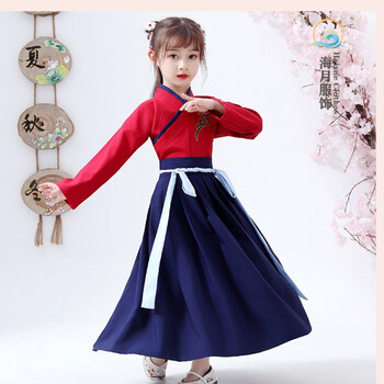 晨妍中国风古装儿童汉服女侠客女童超仙书童小女孩武侠表演服装夏 平