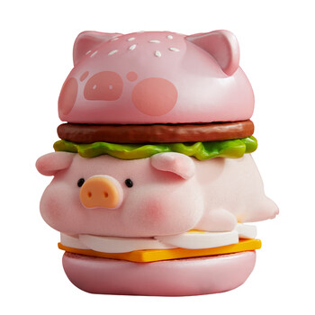 绿野客kfc lulu猪 罐头猪lulu叠叠乐汉堡吊卡周边潮玩异色限定 罐头猪