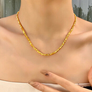 新款999足金爆闪转运珠套链锁骨链送女友礼物 黄金蹦迪套链【金重约8