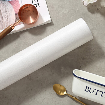 加厚浅灰白木纹贴纸白枫木自粘墙纸柜子家具翻新波音纸白色木纹纸 白