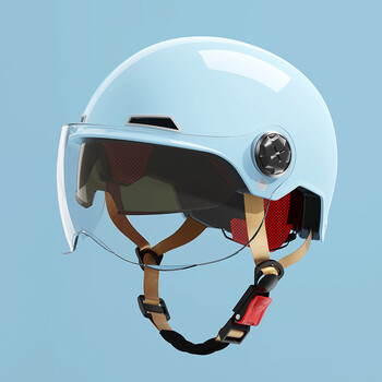 kyon复古头盔男女通用ylan电动电瓶车头盔灰男女四季通用可爱防晒半盔