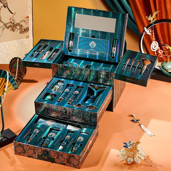 花西子凤羽潮妆26件美妆护肤套装情人节七夕生日礼物国潮彩妆礼盒送