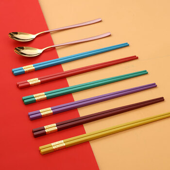 康宁筷子康宁彩虹合金筷子八件组家用防滑一人一筷彩盒包装筷子彩色
