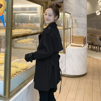 风衣女百搭春秋季新款风衣女洋气外套英伦风宽松显瘦上衣潮黑色秋款s8