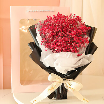 para ella 红色满天星花束 永生花满天星花束表白520礼物情人节永生花