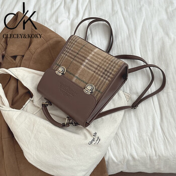 cleceykoky小ck韩国小众双肩包包女时尚复古手提包学生出游休闲小背包
