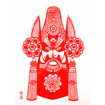 中国风川剧京剧脸谱人物蔚县手工剪纸成品窗花装饰 李逹
