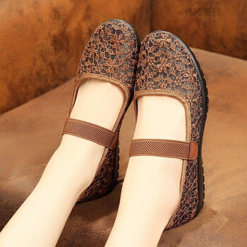 中老年人老北京布鞋夏季女网鞋防滑软底透气老太太鞋婆婆鞋妈妈鞋咖啡