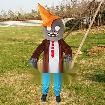 人偶服装万圣节儿童豌豆射手玩偶衣服cosplay道具服 路障僵尸 身高161