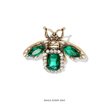 巧俪复古新款镶钻蜜蜂女皇别针创意精致饰品气质百搭小众昆虫胸针