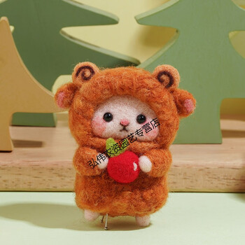 羊毛毡戳戳乐diy材料包扎扎玩偶自制手工小绵羊挂件饰品戳戳绣针 浅棕