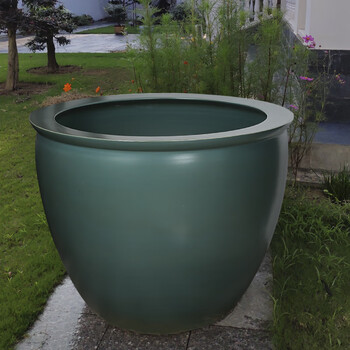 瓷调景德镇仿古深绿色陶瓷鱼缸老式大缸荷花缸睡莲盆庭院办公室风水缸