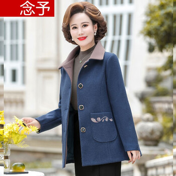 念予中年妈妈装春秋装新款毛呢大衣外套中长款中老年女装春季衣服女士