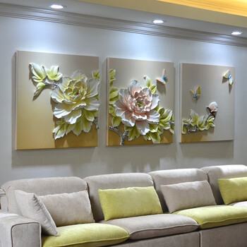 【京东直营】沙发背景墙装饰画现代简约大气客厅挂画三联新中式壁画