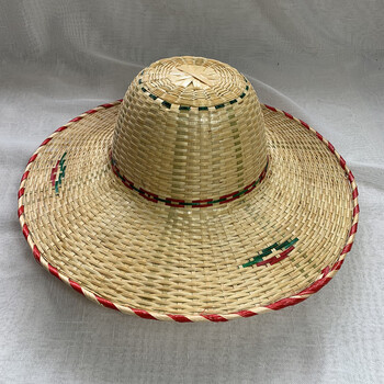 麦桑荷手工竹编越南斗笠帽时尚简约跳舞道具大檐草帽男士户外透气遮阳