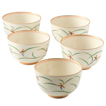 可可屋 日本进口香兰社 香蘭社 手绘描金边有田烧茶杯茶碗茶具五件套5个入送礼盒装多色可选w1110 Ce 线兰茶碗套装 图片价格品牌