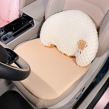 清峰柏司机垫汽车腰靠记忆棉靠垫可爱开车靠背腰垫车载座椅腰托 黄色