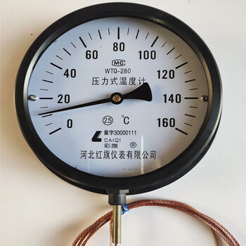 禄维钢压力式温度计锅炉水温油温远传蒸气指针温度表 0-300度8米线