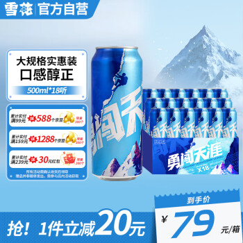 雪花啤酒（Snowbeer） 勇闯天涯 500ml*18听 整箱装 经典实惠装