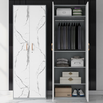 ansuner收纳储物柜轻奢大理石纹金属阳台柜防水防晒简约现代卧室衣柜