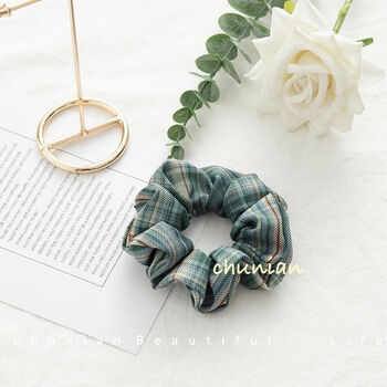 少女jk制服面料bm格子大肠发圈丸子头马尾发绳韩国iu可爱11a6森林来信