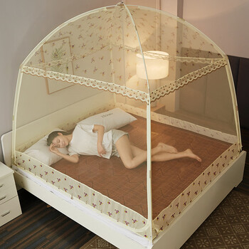 九洲鹿蚊帐家纺三开门升级版拉链双人有底蒙古包可挂风扇15米床情怀18