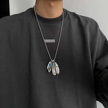 centuryknight520送男女友礼物项链男潮日韩复古嘻哈羽毛项链男潮酷
