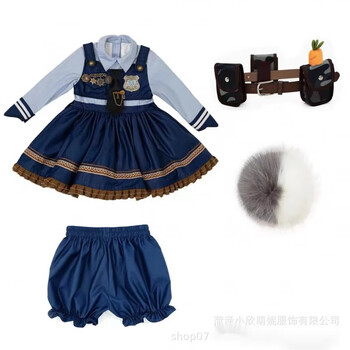 朱迪兔子衣服角色扮演服洛丽塔公主裙卡通兔子警官套装长袖90码1824斤