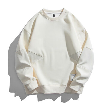 ken秋季卫衣男长袖2023新款潮流圆领宽松外套男纯棉重磅套头卫衣 杏色