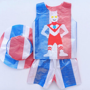 男女孩走秀服装子手工diy制作幼儿园塑料袋时装秀 亮粉色 三彩奥特曼