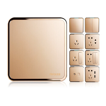 优狐6fa墙壁电源开关二三插座86型面板5孔浴室厨房防水墙面墙体墙上装修家用暗装香槟金色空白盖板 图片价格品牌报价 京东