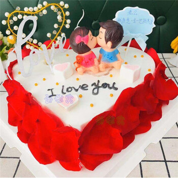 抖音网红七夕情人节婚礼亲嘴娃娃爱情侣生日蛋糕北京上海广州深圳杭州