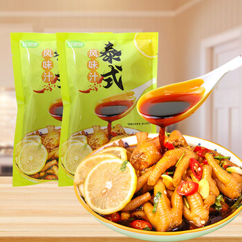 珍星鲜泰式风味汁网红柠檬鸡爪调味汁商用酸辣凉拌无骨凤爪调料包450g