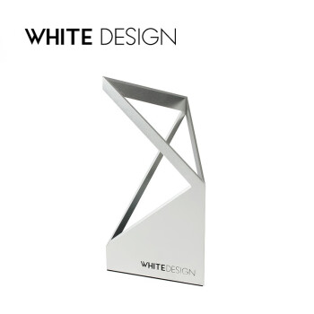 White Design白色设计创意金属建筑感铝合金笔筒桌面收纳办公文具 银色